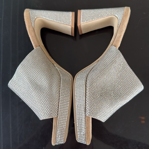 Jeffrey Campbell Caviar Nude Silver Rhinestone Platform Heel 8.5 - Picture 5 of 7